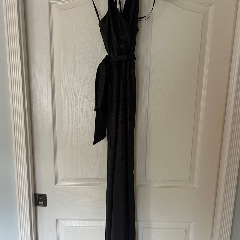 BCBGMaxAzria Black and Gold Shimmer jumpsuit